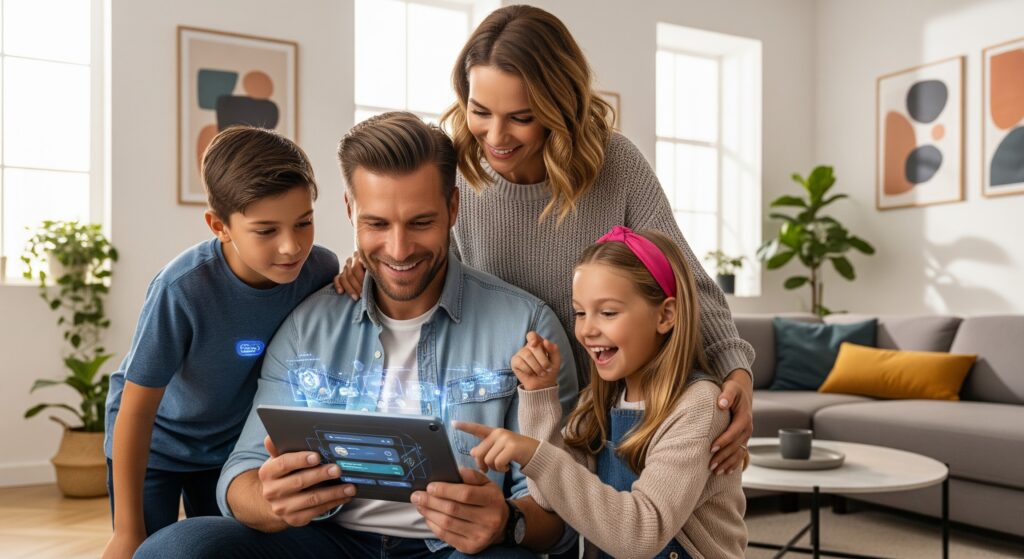 family1 with tablet family1 with tablet